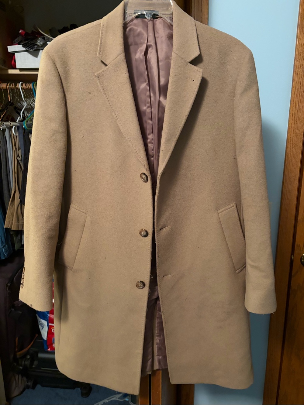 Men's Ralph Lauren Beige Wool Blend Overcoat - Classic Tailored Coat